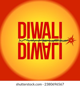 Diwali typography with crackers theme.