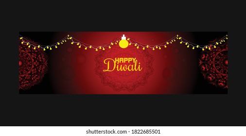 Diwali vector Banner Design template for web page 