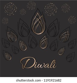 Diwali vector design. Deepavali Creative abstract banner or poster. Festival greeting. Gold marigold flower and lights. Template card and invitations.
