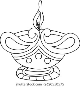 Conjunto de ilustración de diseño de Vector Diwali de arte de línea
