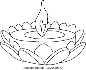 Diwali Vector Design Illustration Set Of Line Art