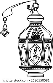 Diwali Vector Design Illustration Set Of Line Art
