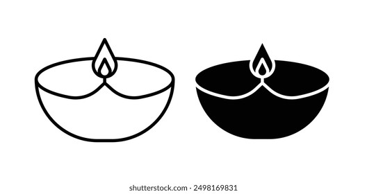 Conjunto de iconos de Vector Diwali en color negro.