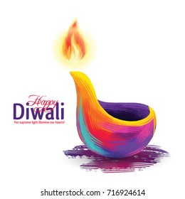 Diwali Vector Illustration On The Theme Of The Traditional Celebration Of Happy Diwali. Deepavali Light And Fire Festival