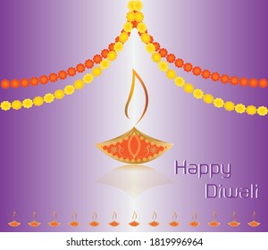 diwali vector lights decorated with vector flowers
