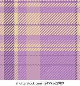 Diwali vector plaid background, straight seamless pattern texture. Canadian fabric textile check tartan in pastel and purple colors palette.