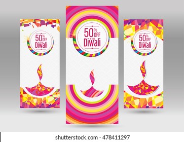 Diwali Vertical Banner Set - Diwali festival Offer Banner Set