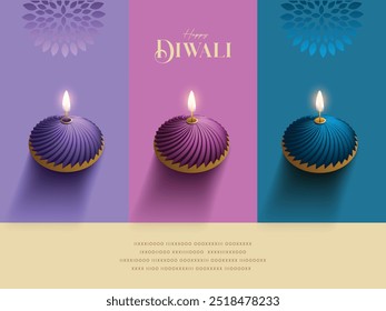 Diwali deseja saudação de E-Maler com diya premium look.