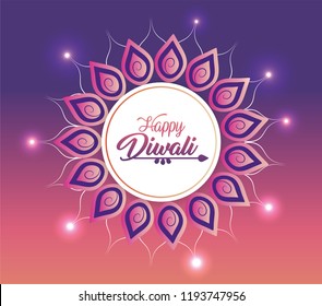 diwalic sticker decoration with mandala and lights