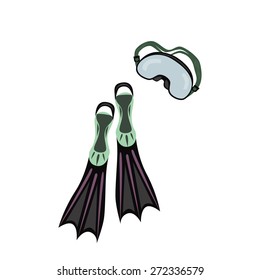 Diwing fippers and mask