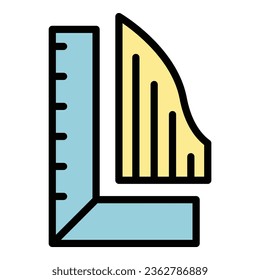 DIY angle ruler icon outline vector. Repair home. Work tool color flat