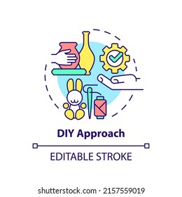 DIY approach concept icon. Do it yourself hobby. Customer behavior trend abstract idea thin line illustration. Isolated outline drawing. Editable stroke. Arial, Myriad Pro-Bold fonts used