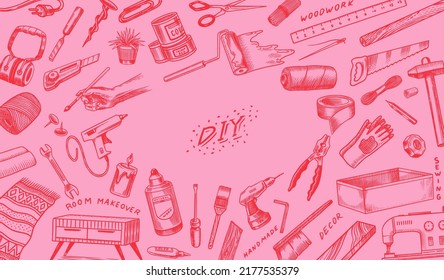 Craft tools and handmade instruments hobby items Vector Image