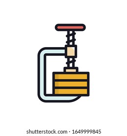 Icono de contorno relleno del vector de la abrazadera de dique. estilo de ilustración 