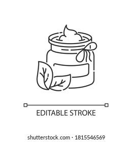 Icône linéaire de cosmétiques DIY. Des produits de beauté écologiques et faits maison, des illustrations personnalisables en ligne mince. Symbole de contour. Crème hydratante organique image vectorielle isolée dessin au contour. Barrage modifiable