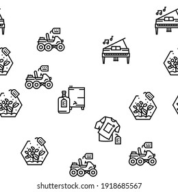 Diy Crafts Handmade Vector Seamless Pattern Thin Line Illustration