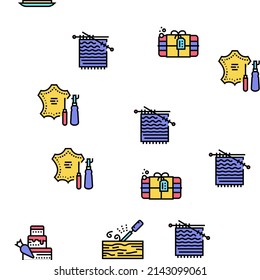 Diy Crafts Handmade Vector Seamless Pattern Thin Line Illustration