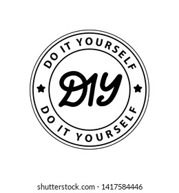 DIY do it yourself. Lettering abbreviation logo circle stamp. Vector illustration. Round Template for print design label, badge rubber seal stamp on white background