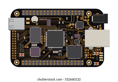 DIY electronic mega board with a micro-controller, LEDs, connectors, and other electronic components, to form the basic of smart home, robotic, and many other projects related to electronics.