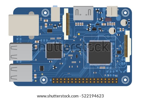 DIY electronic mega board with a microprocessor, interfaces, LEDs, connectors, and other electronic components, to form the basic of smart home, robotic, and many other projects related to electronics