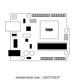 DIY electronic uno board with a microcontroller.