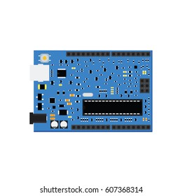 DIY electronic uno board with a microcontroller.