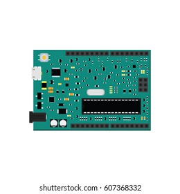 DIY electronic uno board with a microcontroller.