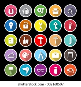 DIY flat icons with long shadow, stock vector