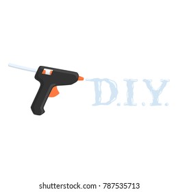 D.I.Y. font text drawing by hot glue gun art craft vector illustration