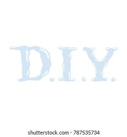D.I.Y. font text drawing by hot glue gun art craft vector illustration