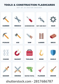DIY Hardware, Construction Tools, and Equipment Graphic Collection for Workshop and Trades Vocabulary