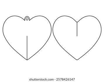 DIY Heart Printable template for 3D figurine simple cardboard craft. Printable blueprint of scheme to cut. Vector image of details for laser cutting. DIY heart decor for Valentine's Day