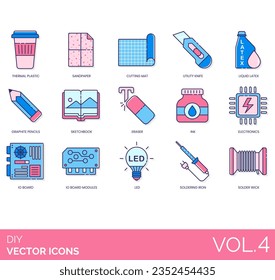 Iconos DIY, incluidos el anclaje de pared, metalurgia, moldeador angular, mascarilla de soldadura, guantes, archivos metálicos, mesa, cosplay, máquina de coser, cuero, espuma artesanal, pistola de calor, pegamento caliente, plástico térmico, papel de lija