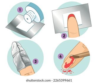 Ilustración DIY. Eliminando el esmalte de uñas. Consejos y trucos. Manicura. Lifehack. Ilustración vectorial. 