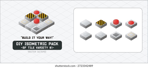 DIY Isometric SF Tile Pack #1 – Juego modular UI Tiles (Vector)