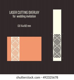 DIY laser cutting overlay. Wedding die cut template. Cutout silhouette card. Scrapbook carved paperwork. Vector Saint Valentine invitation.