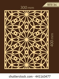 DIY Laser Cutting pattern. Woodcut Vector Panel. Plywood Lasercut Stencil Design. Hexagonal Pattern for Laser or Paper Cutting.