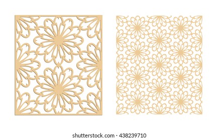 DIY Laser Cutting set. Woodcut Vector Panel. Plywood Lasercut Eastern Design. Hexagonal Seamless Pattern for  Laser Cutting.
