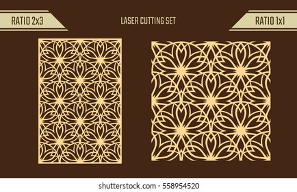 DIY Laser Cutting set. Woodcut Vector Trellis Panel. Plywood Lasercut Eastern Design. Rising Sun seamless pattern for printing, engraving, paper cutting. Stencil lattice ornament.