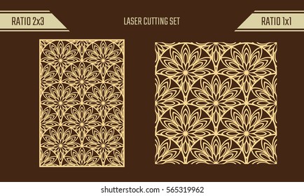 DIY Laser Cutting set. Woodcut Vector Trellis Panel. Plywood Lasercut Eastern Design. Rising Sun seamless pattern for printing, engraving, paper cutting. Stencil lattice ornament.