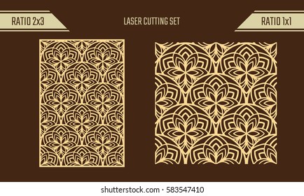 DIY Laser Cutting set. Woodcut Vector Trellis Panel. Plywood Lasercut Eastern Design. Rising Sun seamless pattern for printing, engraving, paper cutting. Stencil lattice ornament.