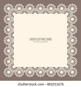 DIY laser cutting vector card. Wedding die cut invitation template. Paper lace cutting. Scrapbook cutout menu.