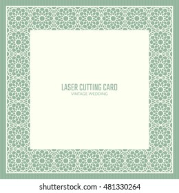 DIY laser cutting vector card. Wedding die cut invitation template. Cutout silhouette stencil. Scrapbook carved paperwork.