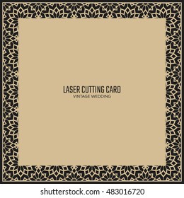 DIY laser cutting vector card. Wedding die cut invitation template. Cutout silhouette stencil. Scrapbook carved paperwork.