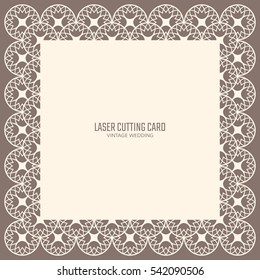 DIY laser cutting vector card. Wedding die cut invitation template. Paper lace cutting. Scrapbook cutout menu.