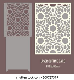 DIY laser cutting vector envelope. Wedding die cut invitation template. Cutout silhouette card. Scrapbook carved paperwork.