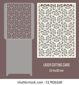 DIY laser cutting vector envelope. Wedding die cut invitation template. Cutout silhouette card. Scrapbook carved paperwork.