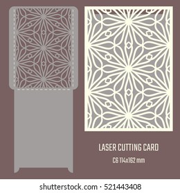 DIY laser cutting vector envelope. Wedding die cut invitation template. Cutout silhouette card. Scrapbook carved paperwork