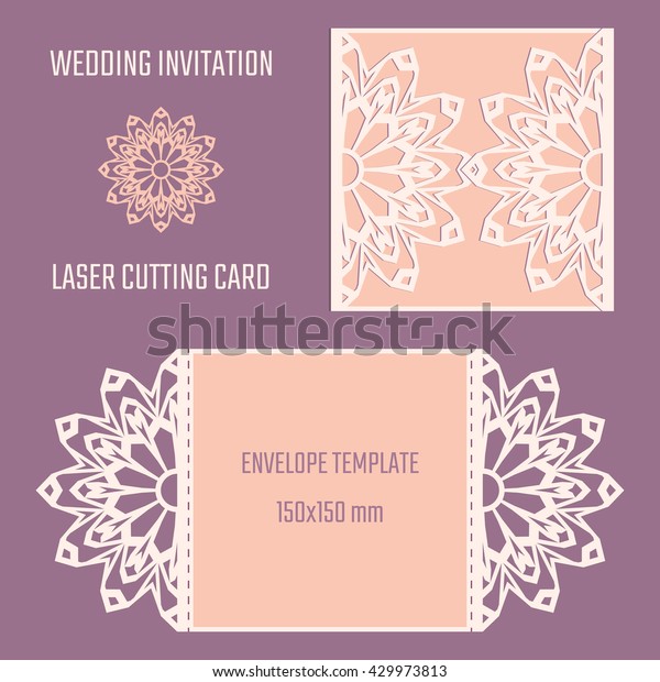 Diy Laser Cutting Vector Envelope Wedding Stock Vector Royalty