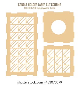 DIY Laser Cutting Vector Scheme for Candle Holder. Woodcut Lantern plywood 3mm. Art Deco Geometric design.